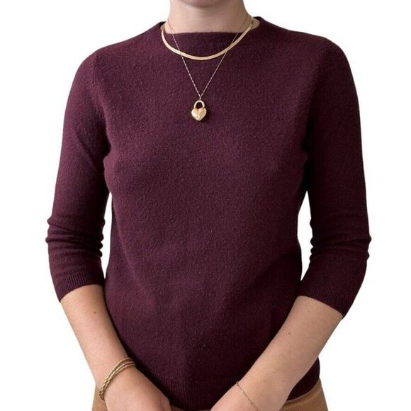 Talbots Womens Burgundy Red 100% Cashmere Preppy Soft Sweater Sz M - Picture 1 of 5